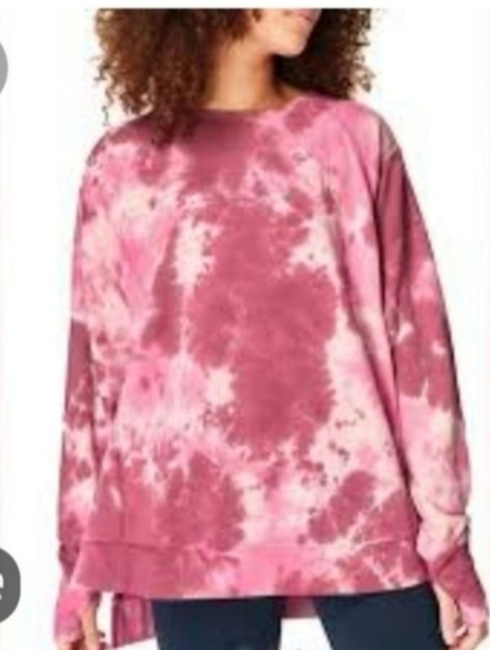 Pink Tie-Dye Oversized Crewneck Sweatshirt XS
